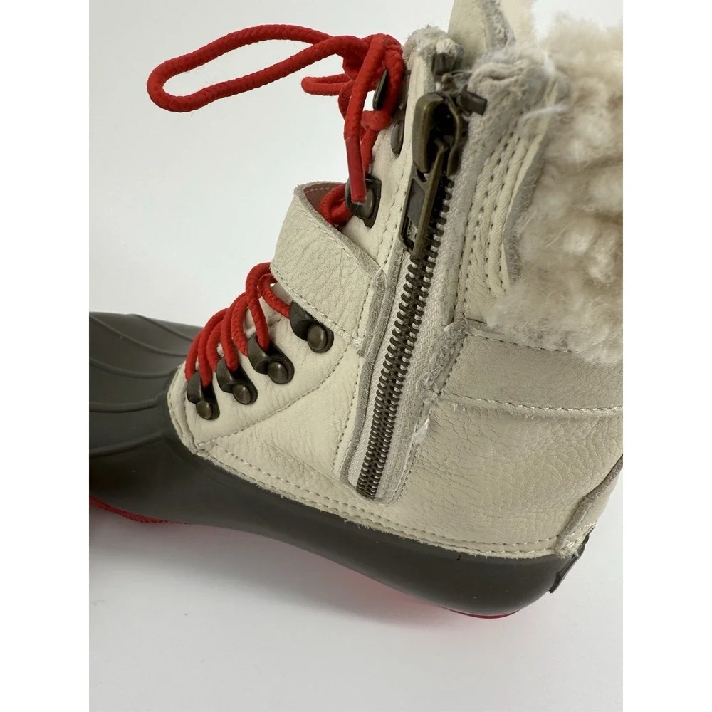 Sperry Shearwater Winter‎ Duck Boots Womens Size 8 Ivory White Leather Sheepskin